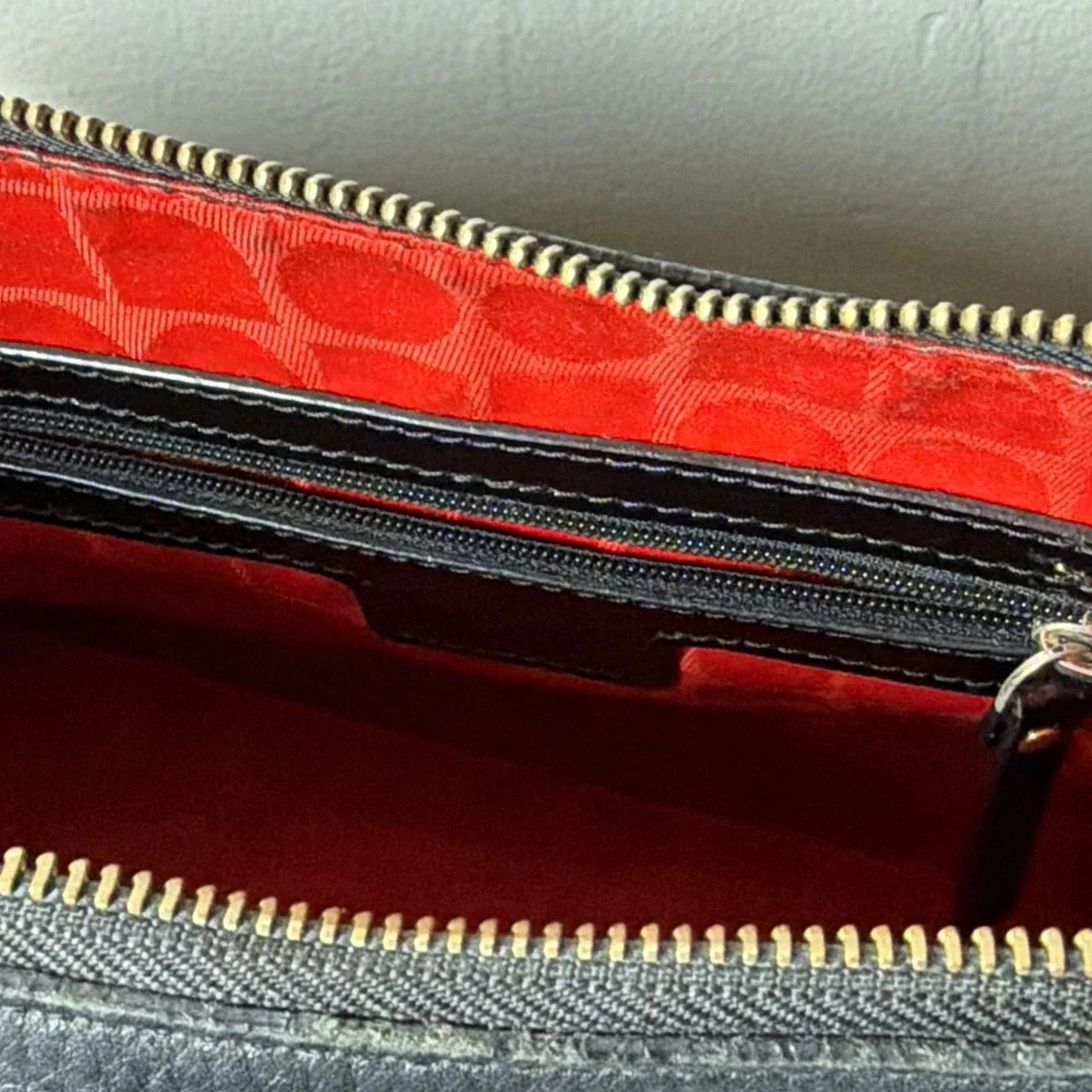 Vintage Kate Spade Shoulder Bag Black Genuine Leather Purse Patent Leather